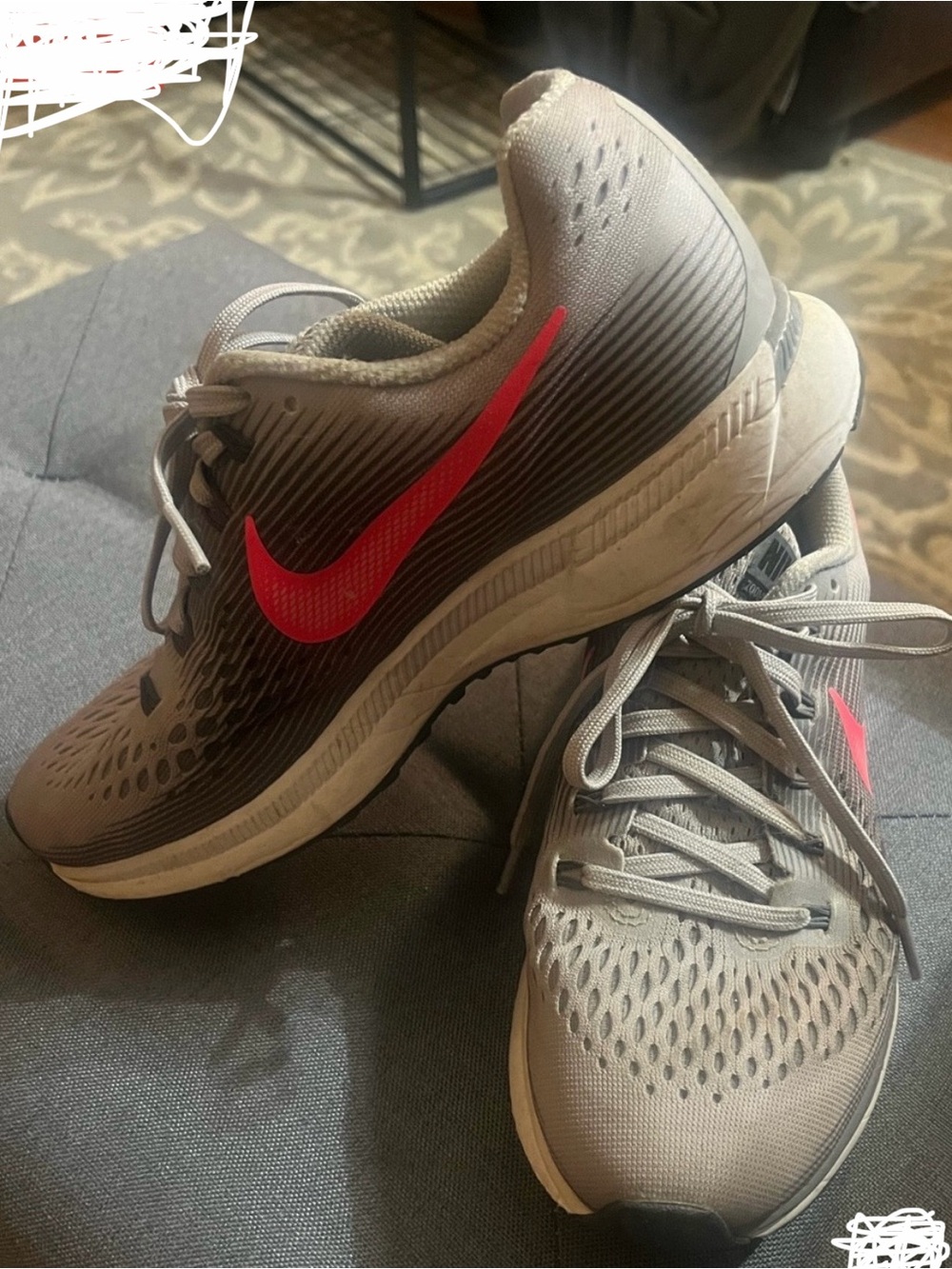 Nike Women’s Gray Athletic Shoes with Pink Swoosh